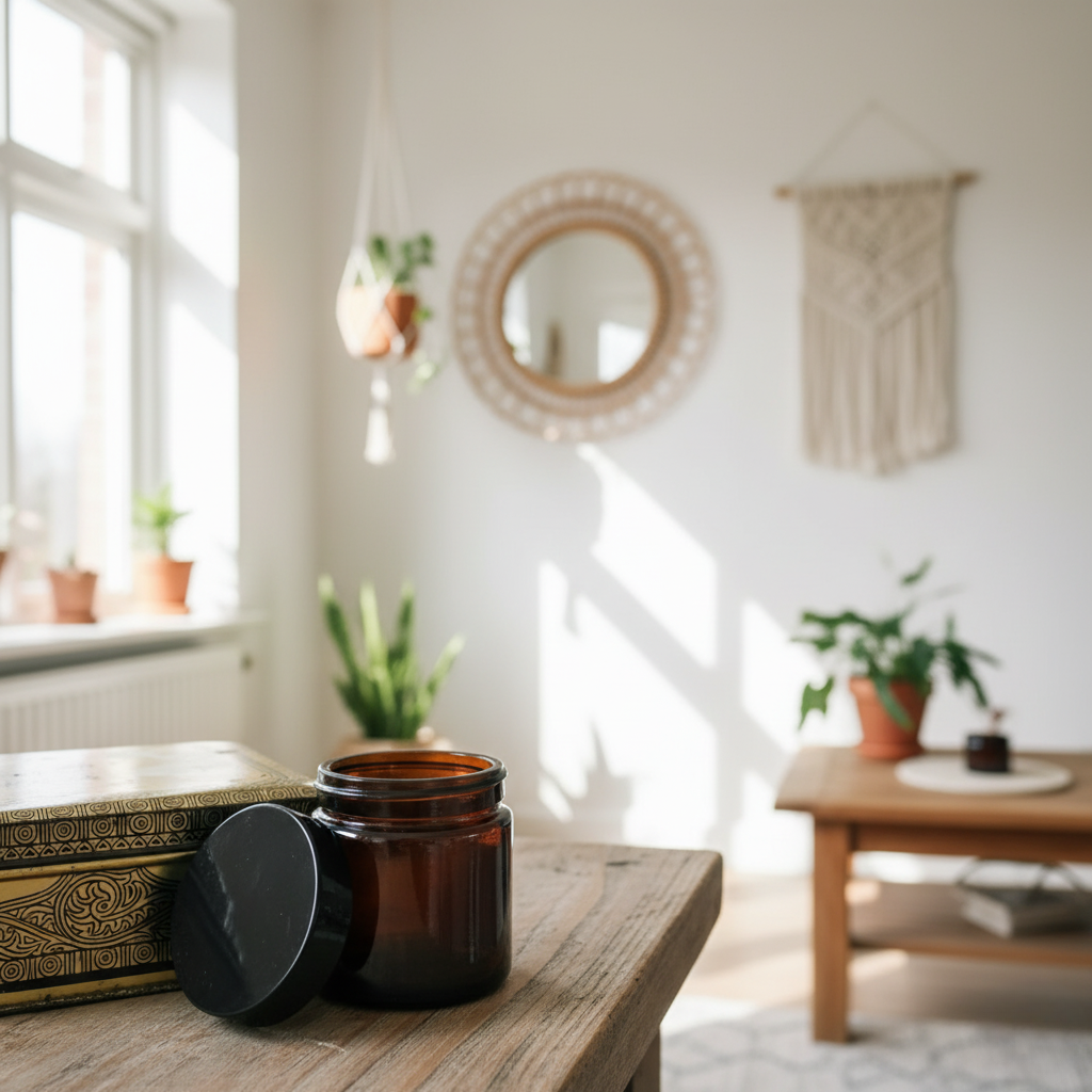 Bruine glazen crémepotten