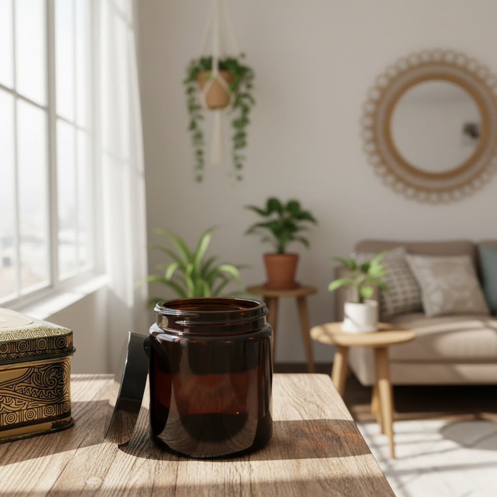 Bruine glazen crémepotten