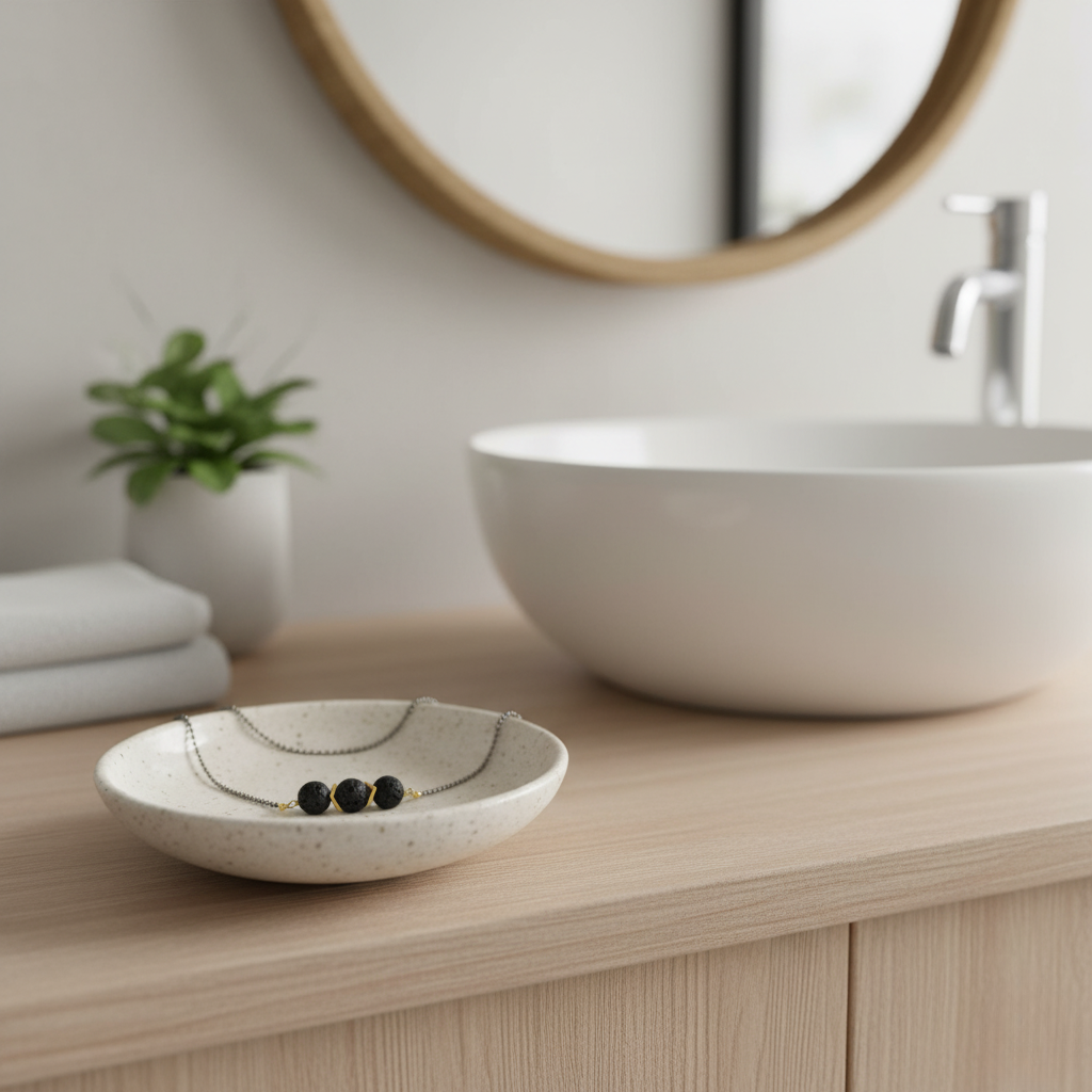 Lava ketting met 3 kralen