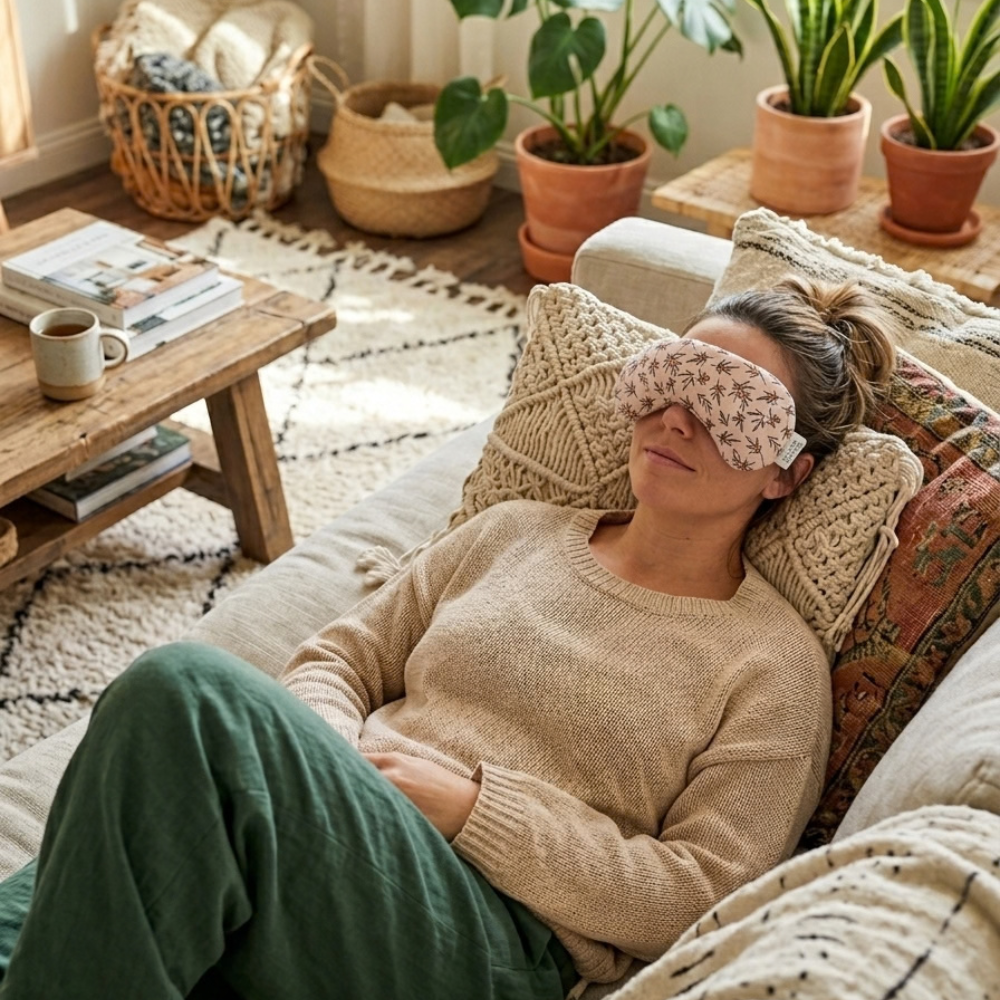 Oogmasker met kersenpitten