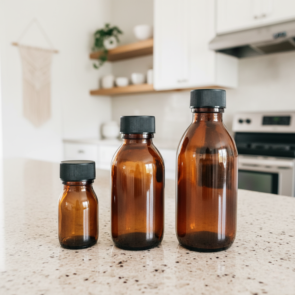 Bruin glazen flesje met dop