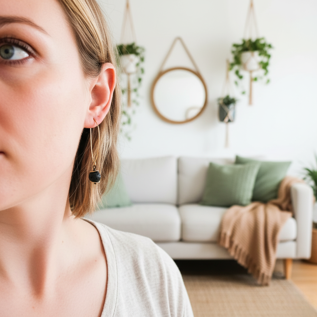 Lange lava oorbellen