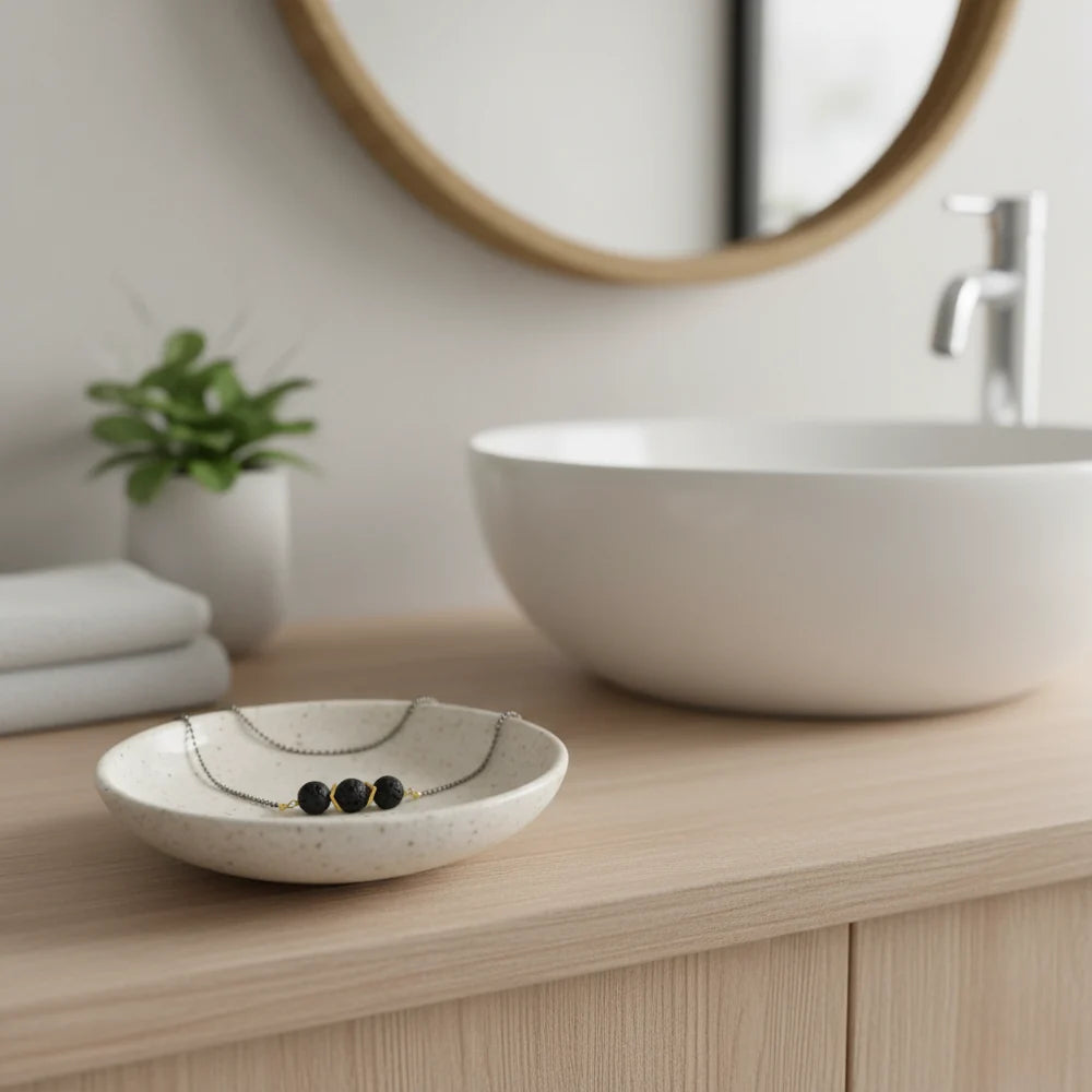 Lavaketting 3 kralen + etherische olie Wierook
